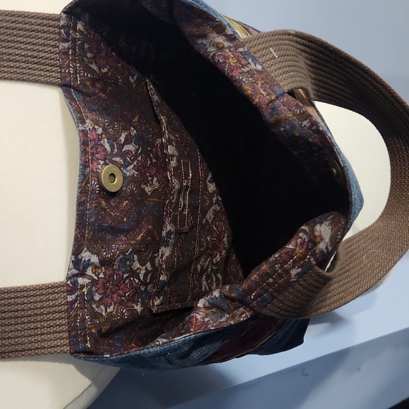 NWT handmade upcycled denim shoulder tote bag - Picture 4 of 6